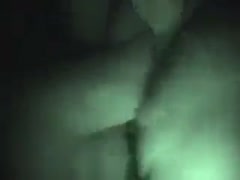 On the night vision camera, the neighbor's sultry black cock whores with brunette hair give him an oral job.